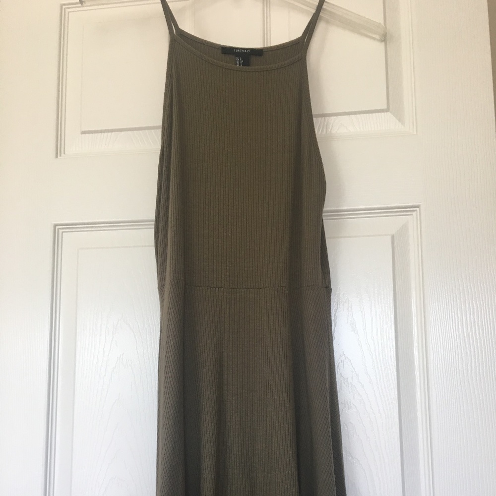 Olive green mini dress